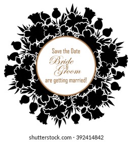 Wedding invitation cards with floral elements