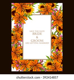 Wedding invitation cards with floral elements