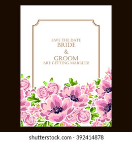 Wedding invitation cards with floral elements
