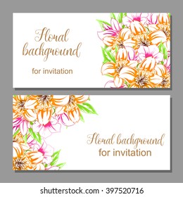 Wedding invitation cards with floral elements