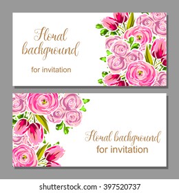 Wedding invitation cards with floral elements