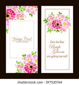 Wedding invitation cards with floral elements