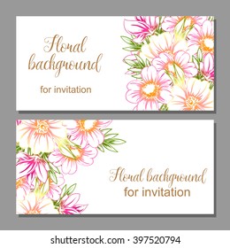 Wedding invitation cards with floral elements