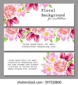 Wedding invitation cards with floral elements