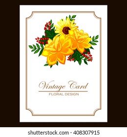 Wedding invitation cards with floral elements