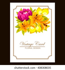 Wedding invitation cards with floral elements