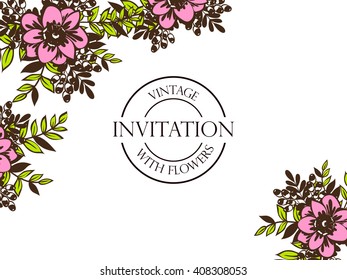 Wedding invitation cards with floral elements