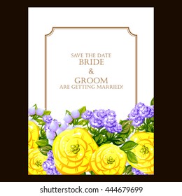 Wedding invitation cards with floral elements