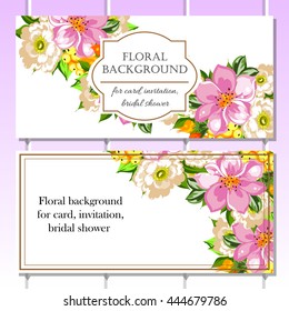 Wedding invitation cards with floral elements