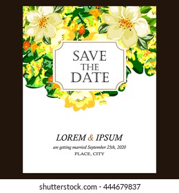Wedding invitation cards with floral elements