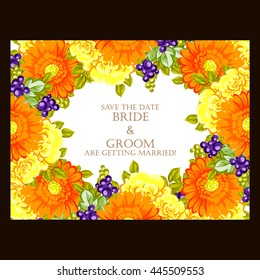 Wedding invitation cards with floral elements