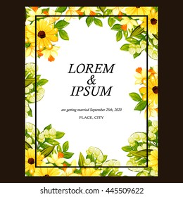 Wedding invitation cards with floral elements