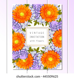 Wedding invitation cards with floral elements