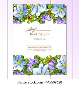 Wedding invitation cards with floral elements