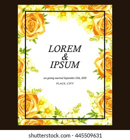 Wedding invitation cards with floral elements