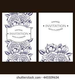 Wedding invitation cards with floral elements