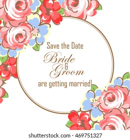 Wedding invitation cards with floral elements