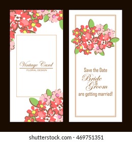 Wedding invitation cards with floral elements