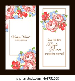 Wedding invitation cards with floral elements