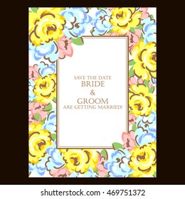 Wedding invitation cards with floral elements