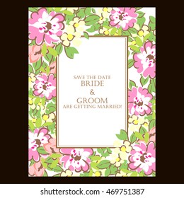 Wedding invitation cards with floral elements