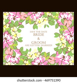 Wedding invitation cards with floral elements