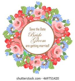 Wedding invitation cards with floral elements