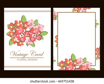 Wedding invitation cards with floral elements