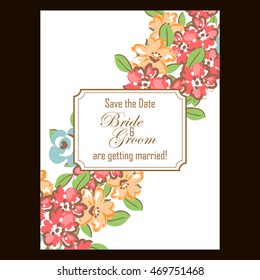 Wedding invitation cards with floral elements