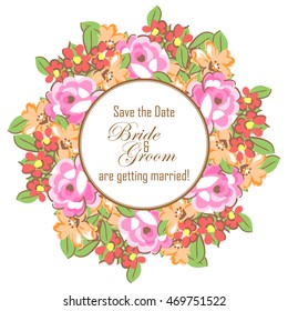 Wedding invitation cards with floral elements