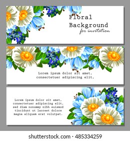 Wedding invitation cards with floral elements