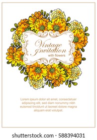 Wedding invitation cards with floral elements