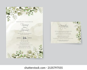 Wedding invitation cards greenery leaves