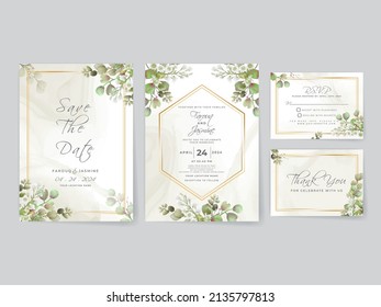 Wedding invitation cards greenery leaves