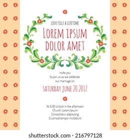 Wedding invitation cards with hand drawing vector floral elements - flowers and branches. You can use it for package design, invitations, flyers, postcards, cards and so on.