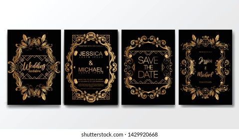 Wedding Invitation Cards. Invitation Cards with Luxurious Concept, Ornament, Luxury Poster, Vector Decorative and Pattern Vector Design Template