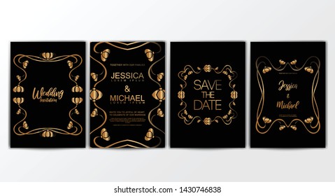 Wedding Invitation Cards. Invitation Cards with Luxurious Concept, Ornament, Luxury Poster, Vector Decorative and Pattern Vector Design Template