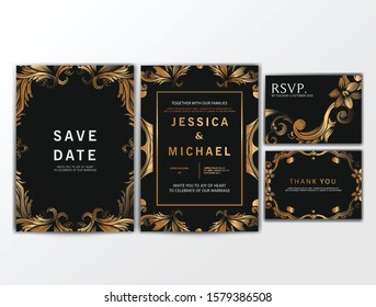 Wedding Invitation Cards. Invitation Cards with Luxurious Concept, Ornament, Luxury Poster, Vector Decorative and Pattern Vector Design Template