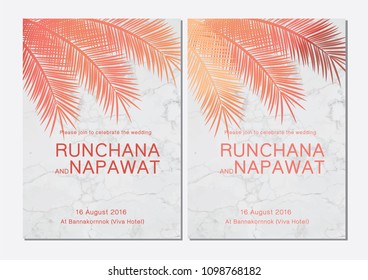 wedding invitation cards with marble and color orange