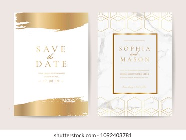 Wedding Invitation Cards Marble Texture Background Stock Vector ...