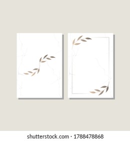Einladungskarten mit Marmor-Texturhintergrund und goldener geometrischer Liniendesign-Vektorgrafik.