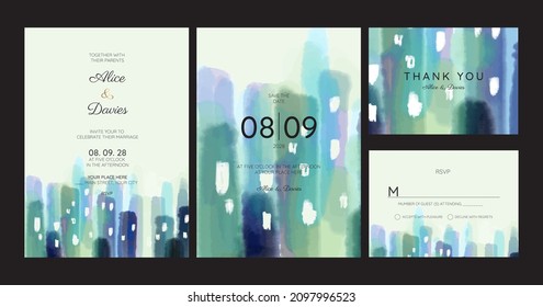 wedding invitation cards with Metropolis City watercolor