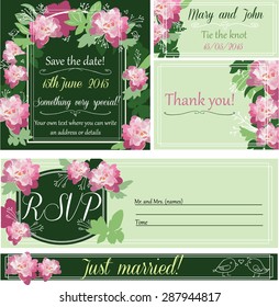 Wedding invitation cards, RSVP, thank you and save the date cards