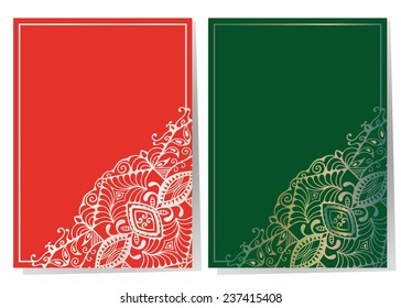 Wedding invitation cards set with lace pattern, greeting card design, beautiful luxury postcard, ornate page cover, vector abstract background