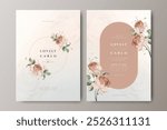 wedding invitation cards set with minimalist flowers