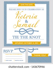 Wedding invitation cards set, nautical style, number 3