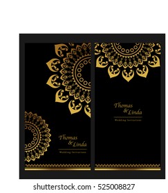 Wedding invitation cards set with thai painting elements