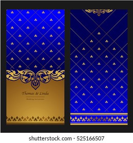 Wedding invitation cards set with thai painting elements