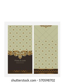 Wedding invitation cards set with thai painting elements