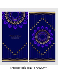 Wedding invitation cards set with thai painting elements